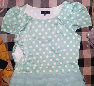 Mint Green Polka Dot &amp; Tiered Ruffle Mini Dress