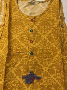Yellow Printed Kurta