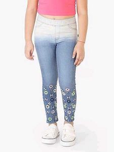 Cute Floral Print Denim Leggings for Girls