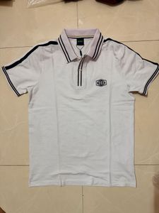 BOSS White Polo TShirt with Navy Accents
