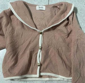 Sailor Pink Collar Cardigan