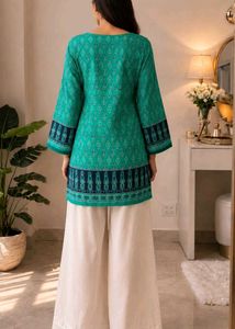 Stylish Teal Printed Kurta with Palazzos