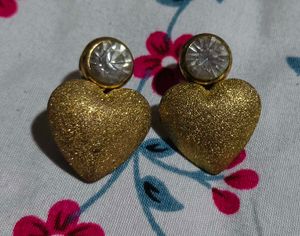 Sparkly Gold Heart Earrings