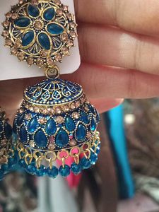 Exquisite Blue Jhumka Earrings
