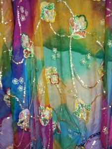 Vibrant Floral Sequin Saree heavy net work