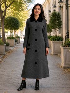 Elegant Long Wool kurti with Fur Collar
