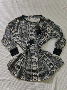Stylish Snake Print Top with Star Appliques