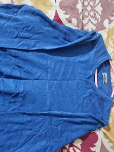 Blue Cotton Crew Neck Sweater
