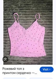 New look Pink Heart Print Lace Trim Cami Top