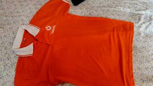 Orange T-shirt with white accents