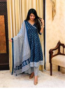 Beautiful Blue Printed Kurta Set