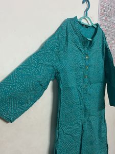 Teal Ethnic Bandhni Print Kurta