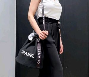 Chanel Black Drawstring Tote Bag