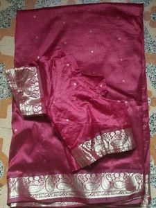 Maroon Silk Saree with Blouse