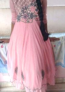 Baby Pink Designer Net Chudidhar