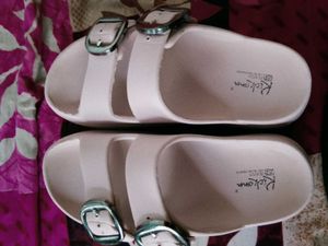 Stylish Pink Buckled Slides