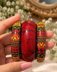 Vibrant Red &amp; Yellow Ethnic Bangles Set