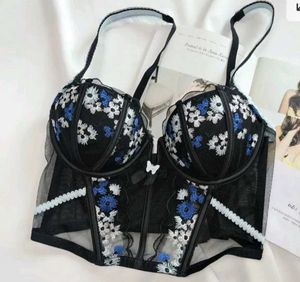 Floral Embroidered Mesh Corset