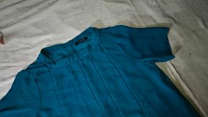 Teal Pleated Short Sleeve Top