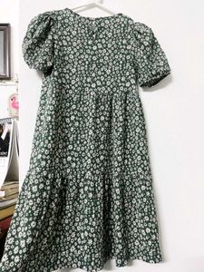 Zara Green Floral Smocked Dress