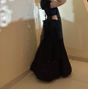 Sparkling Black Sequined Lehenga Choli Set