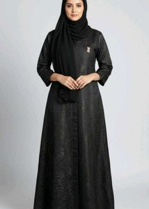 Elegant Coat Style Front Open Dubai Black Abaya