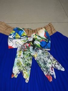 Girls' Butterfly Sleeveless Top &amp; Royal Blue Skirt