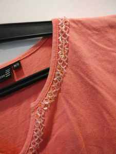 Coral Embellished Top