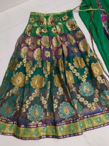 Beautiful Brocade Lehenga Skirt with dupatta.