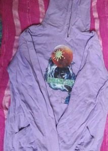 Graphic Print purple Hoodie