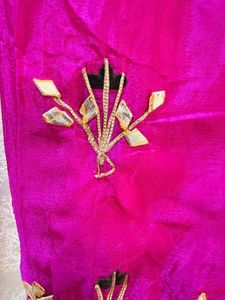 Dark Pink Embroidered Saree