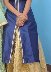 Elegant Royal Blue &amp; Gold Ethnic Dress