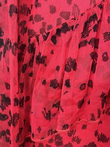 Red Leopard Print Ruffle Top