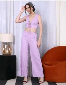 Shein front tie up Lavender Two-Piece Set