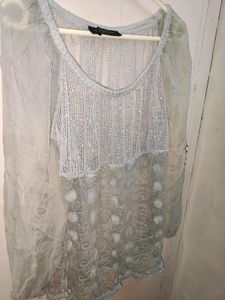 Net Sky Blue Top And Capri
