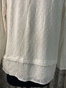 Chic White Textured Long Sleeve Top