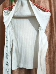 White Off-Shoulder Long Sleeve Top