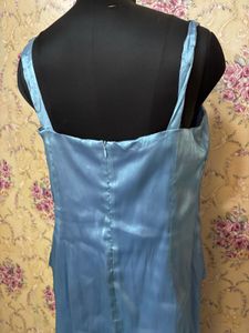 Blue Satin Two-Piece Set