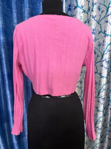 Asos Pink Cropped Cardigan Top