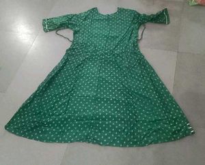 Green Printed Anarkali Kurti