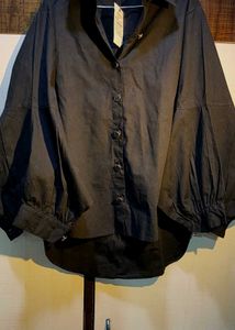 Black Balloon Sleeve Shirt