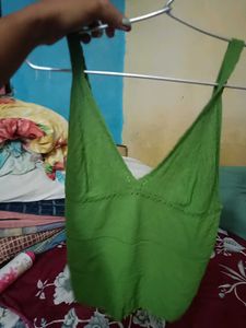 Green Crochet Halter Top