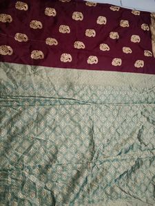 Elegant Maroon &amp; Gold Brocade Fabric