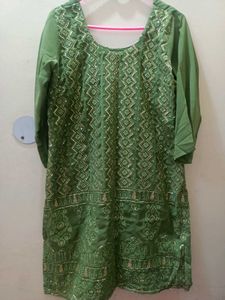 Green Embroidered Kurta Set with Dupatta