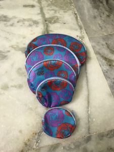 Set of 5 Rose Print Pouches