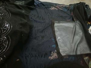 New black sequence saree with blouse piece