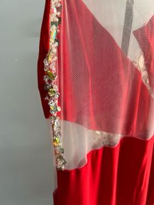 Red Embellished Backless Maxi Dress