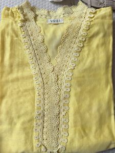 Beautiful Yellow Kurta with Lace Detail
