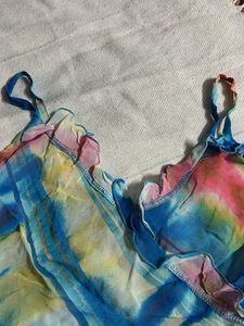 Tie-Dye Cami Top with Ruffle Trim