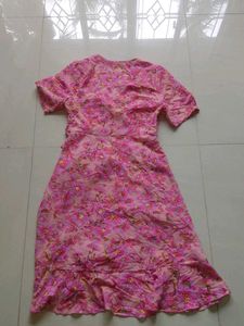 Pink Floral Wrap Dress